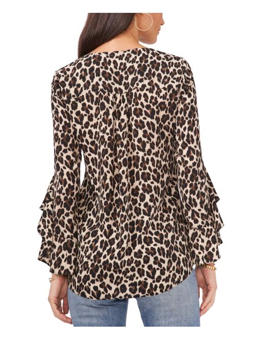 Vince Camuto Tiered-Sleeve Leopard-Print Top