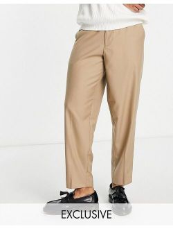 oversized fit smart pants in tan