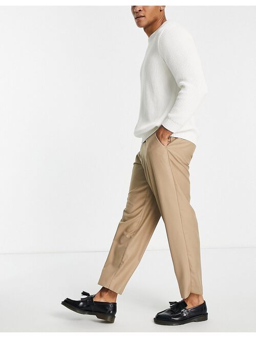 New Look oversized fit smart pants in tan