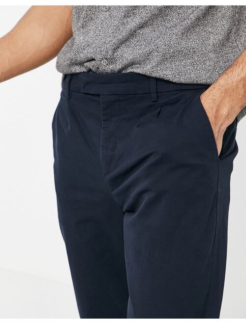 New Look pleated chino pants in navy