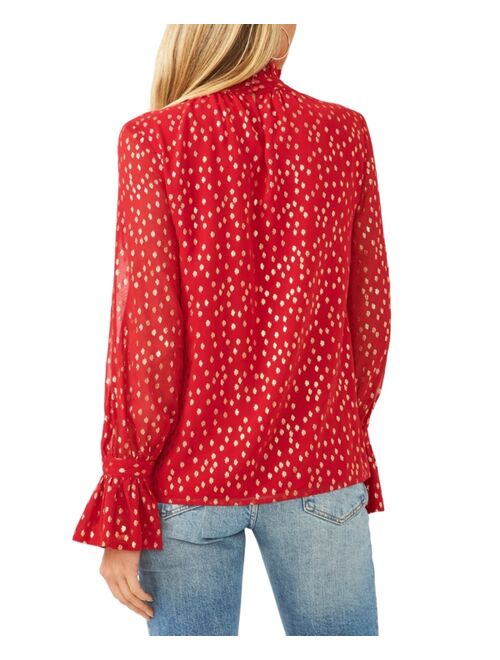 Vince Camuto Ruffled-Neck Bell-Sleeve Top