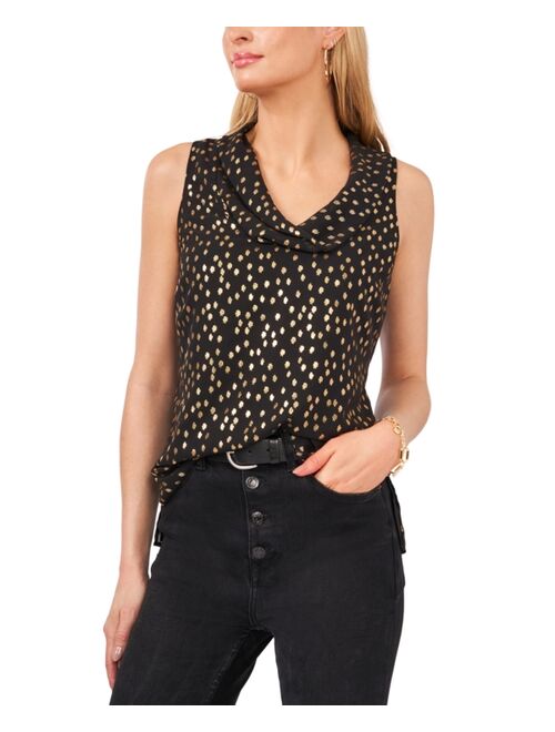 Vince Camuto Printed Cowlneck Sleeveless Top