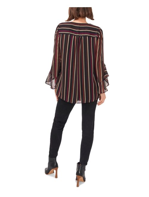 Vince Camuto Striped Flutter-Sleeve Top