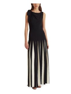 Two-Tone Pleated Georgette Gown