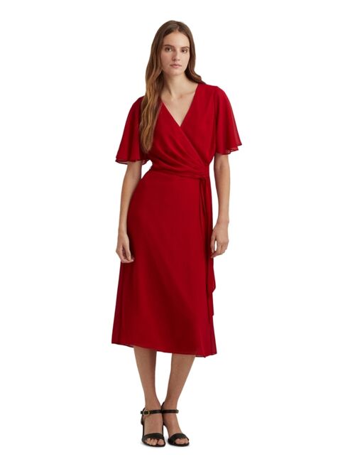 Polo Ralph Lauren Georgette Flutter-Sleeve Dress