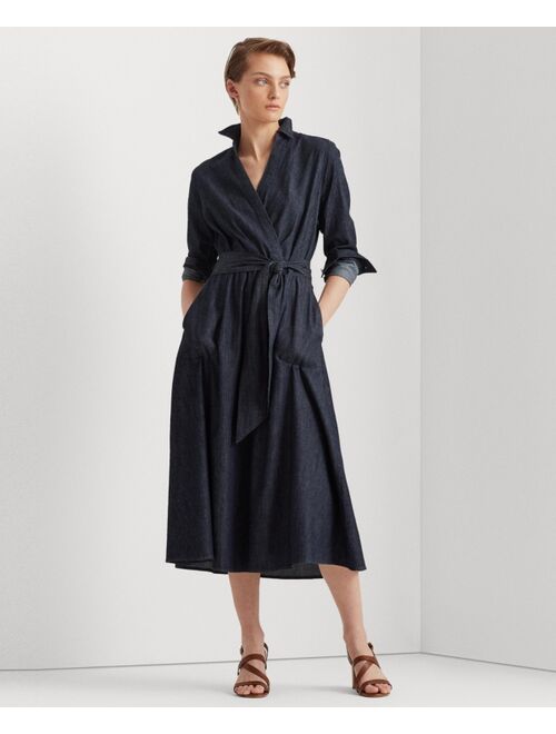 Polo Ralph Lauren Faux-Wrap Belted Denim Midi Dress