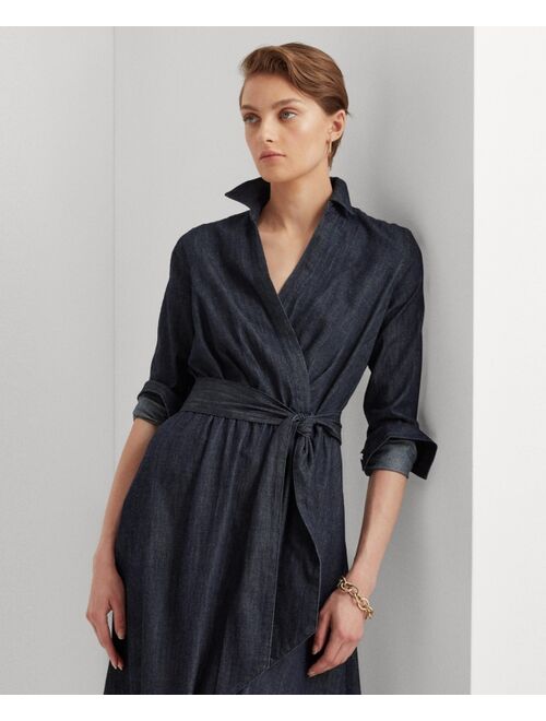 Polo Ralph Lauren Faux-Wrap Belted Denim Midi Dress