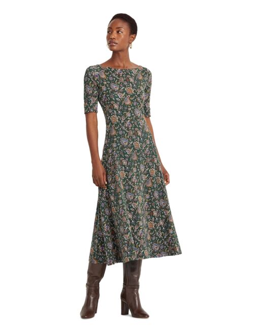 Polo Ralph Lauren Ascot-Print Stretch Cotton Midi Dress