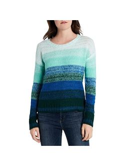Womens Ombre Colorblock Pullover Sweater