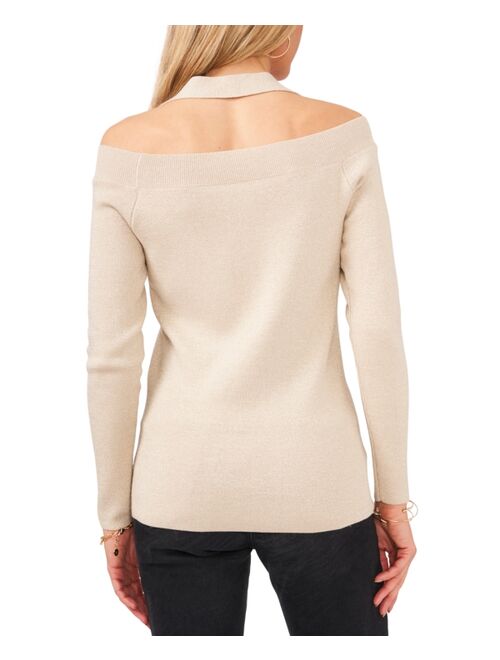 Vince Camuto Cold-Shoulder Lurex Sweater