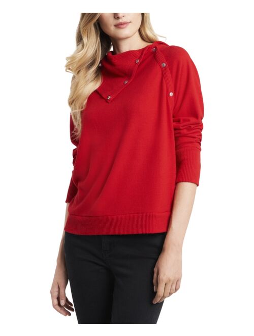 Vince Camuto Women's Fold Over Neck Long Sleeve Top