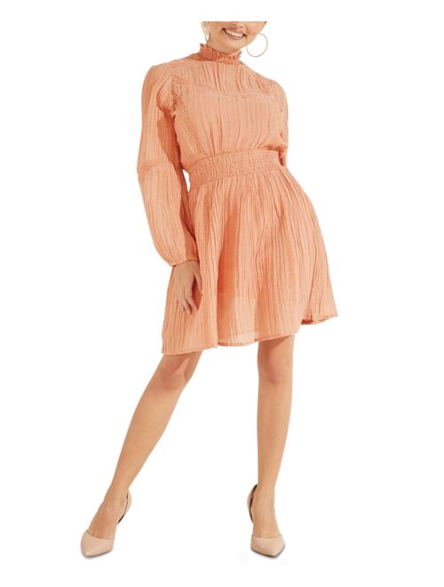 Guess Estelle Smocked Puff-Sleeve Dress
