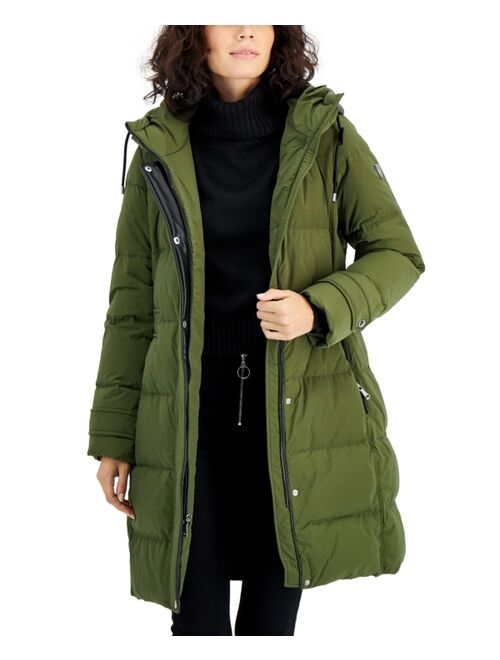 Vince Camuto Women's Hooded Faux-Leather-Trim Down Puffer Coat