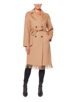 Women's Double-Breasted Belted Fringe Coat