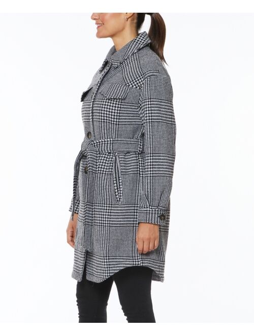 Vince Camuto Belted Plaid Shirt Jacket