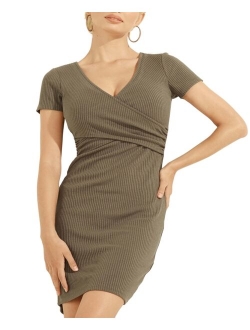 Cecille Ribbed Wrap Dress