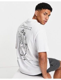oversized t-shirt with hand of destiny back print in white