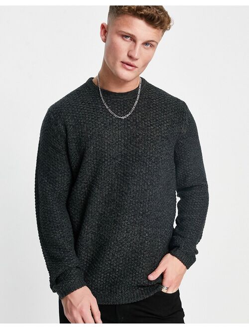 Only & Sons textured knitted sweater in gray