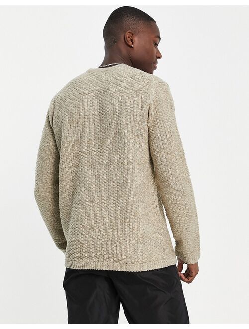 Only & Sons textured knit sweater in beige