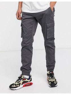 slim fit cargo with cuffed bottom in gray