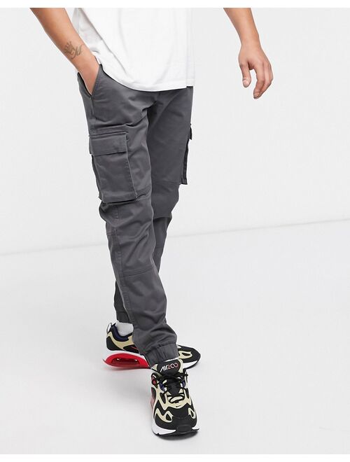 Only & Sons slim fit cargo with cuffed bottom in gray