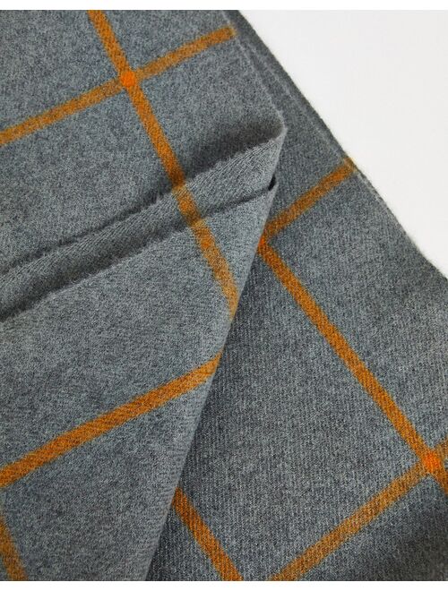 Only & Sons wool mix window pane check scarf in gray