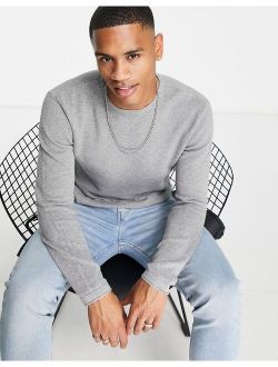textured sweater with crew neck in gray