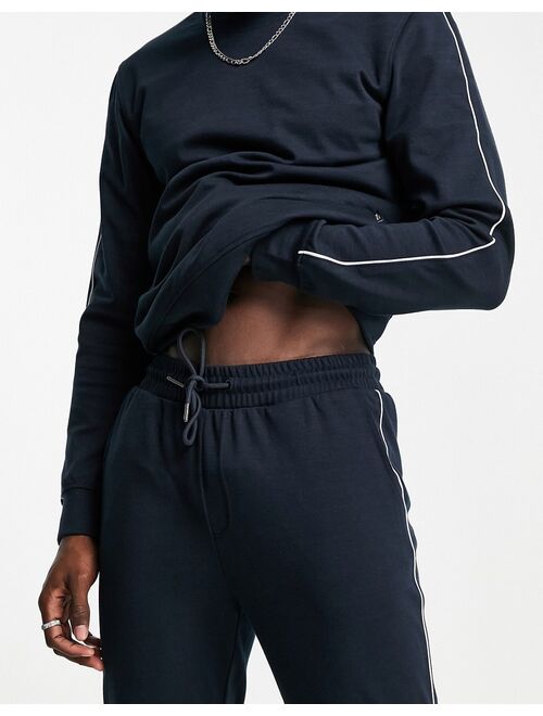 Only & Sons tracksuit with crew neck sweat and piping in navy