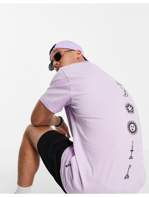 Only & Sons oversized T-shirt with palmistry back print in lilac