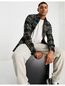 brushed check shirt in black