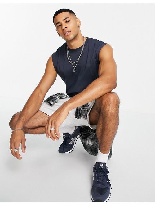 Only & Sons oversized tank with Worldwide back print in navy - Exclusive to ASOS