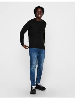 textured raglan sweater in black