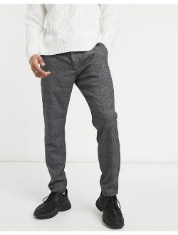 slim tapered fit checked pants in gray