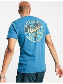Sketched Palms back print t-shirt in blue