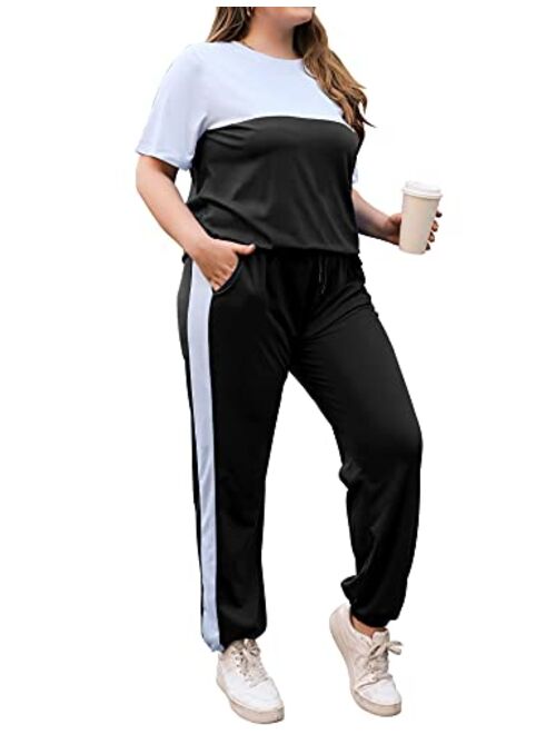LOLLO VITA Women Tracksuit Sweatsuits Color Block 2 Piece Outfit Jogger Set Pockets Sweatsuits Loungewear Pj Set