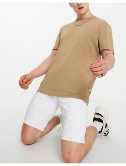 denim shorts with raw hem in white