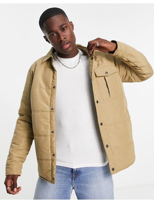 Only & Sons padded work jacket in beige