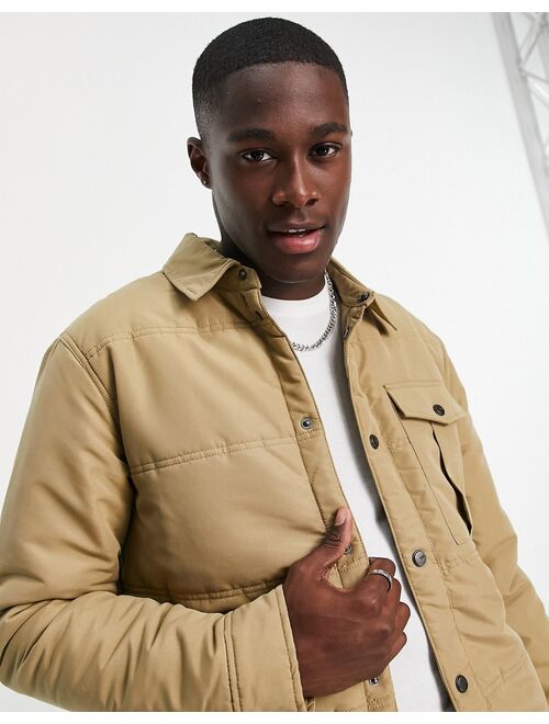 Only & Sons padded work jacket in beige
