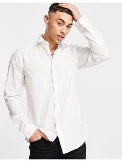 long sleeve stretch shirt in white