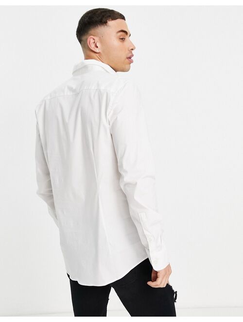 Only & Sons long sleeve stretch shirt in white