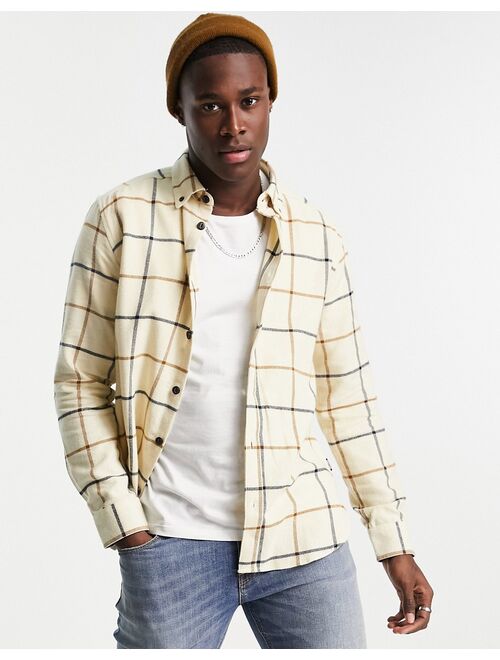 Only & Sons check overshirt in large check cream