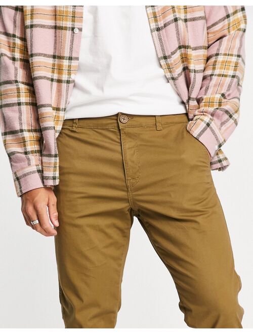 Only & Sons cuffed slim fit chinos in tan