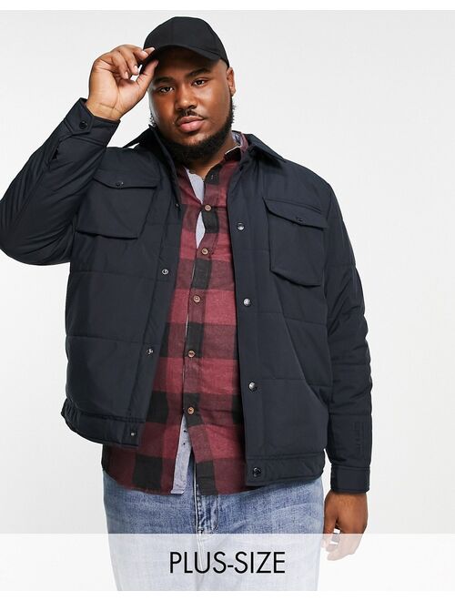 Only & Sons Plus padded worker jacket with chest pockets in navy