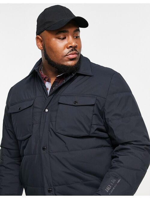 Only & Sons Plus padded worker jacket with chest pockets in navy