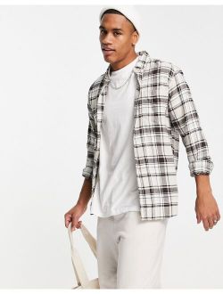 brushed check shirt in beige