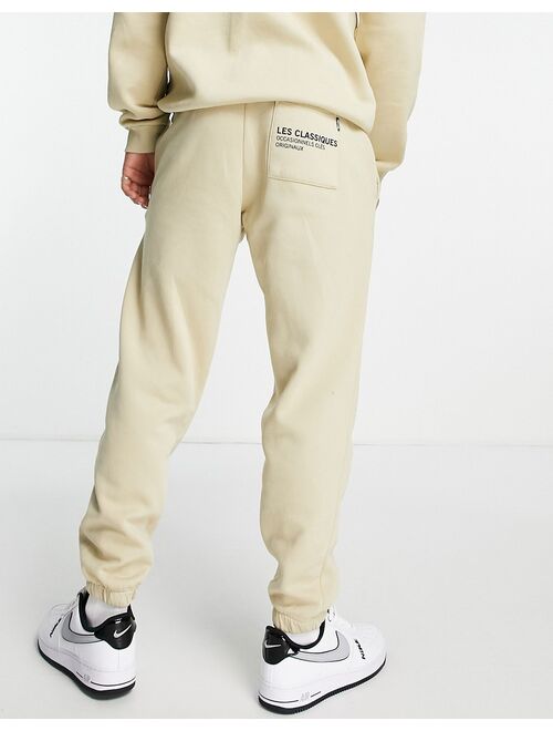Only & Sons branded logo oversized sweatpants in beige - part of a set