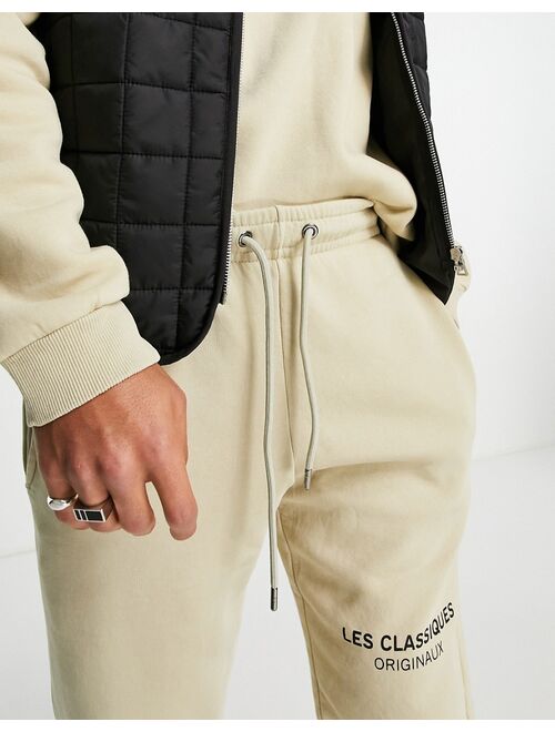 Only & Sons branded logo oversized sweatpants in beige - part of a set