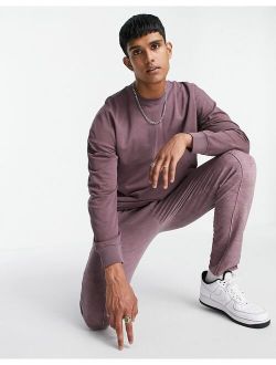tracksuit with crew neck sweatshirt in washed purple