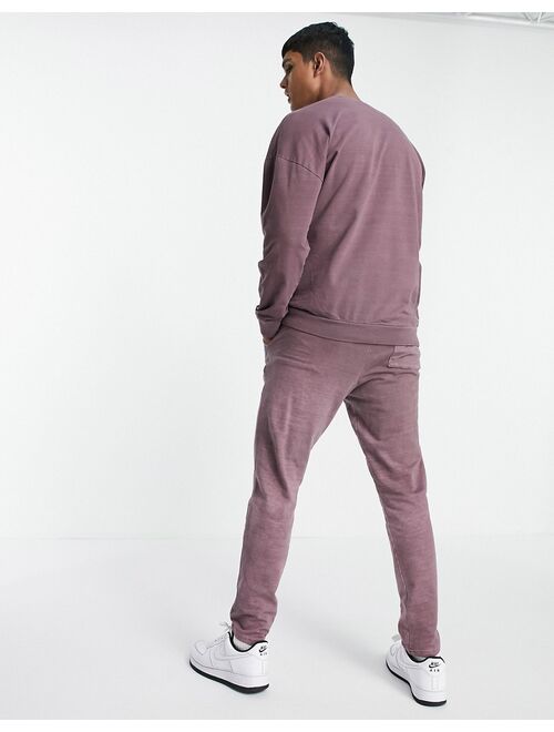 Only & Sons tracksuit with crew neck sweatshirt in washed purple