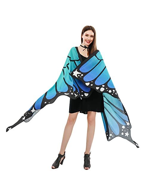 HITOP Women Halloween Party Butterfly Wings Shawl for Girls Adult Festival Costume Wear Dress Up Cape